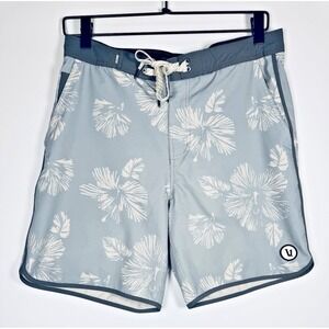Vuori Board Shorts Mens 30 Blue White Floral Swim Trunks Performance Stretch